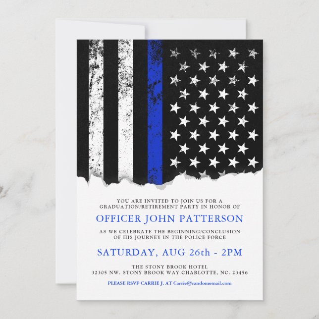 Police Style American Flag Party|Event WHITE laden Einladung (Vorderseite)