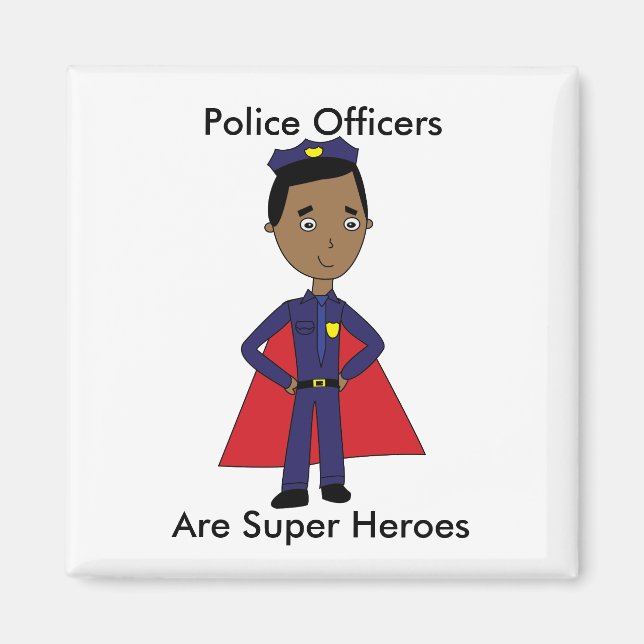 Police Super Hero Afro American Personalize Magnet (Vorne)