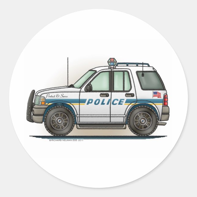 Police SUV Cruiser Polizist Car Sticker (Vorderseite)