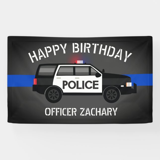 Police SUV Thin Blue Line Geburtstag Banner (Horizontal)