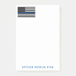 Police ThBlue Line American Flag Name 4 x 6 Post-it Klebezettel