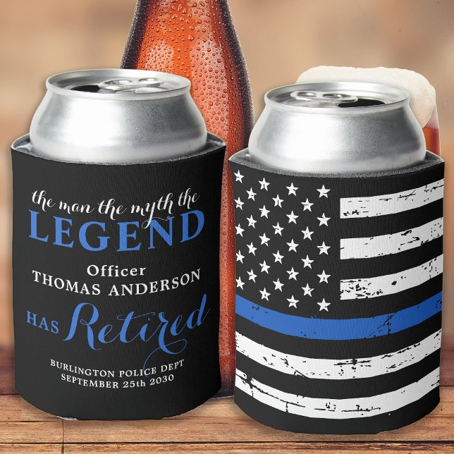 Police The Legend remüde Personalisierte blaue Lin Dosenkühler (Von Creator hochgeladen)
