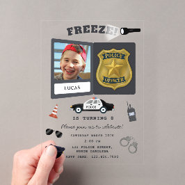 Police Themed Policeman Cop Badge Photo Birthday Acryleinladungen