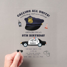 Police Themed Policeman Cop Birthday Party Acryleinladungen