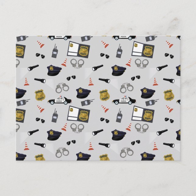 Police Themed Policeman Cop Pattern Feiertagspostkarte (Vorderseite)