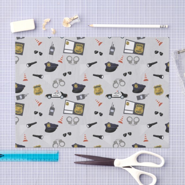 Police Themed Policeman Cop Pattern Seidenpapier (Handwerk)