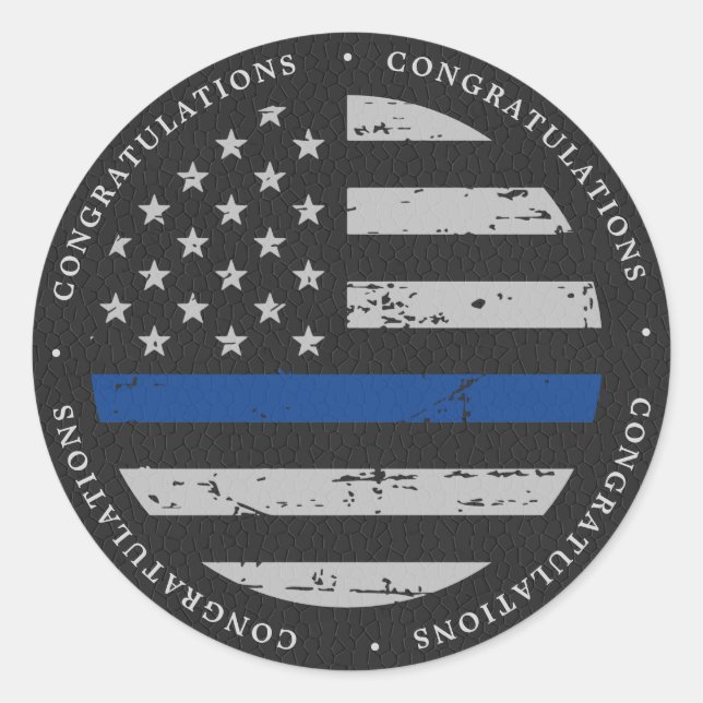 Police Thin Blue Line Abschluss Herzlichen Glückwu Runder Aufkleber (Vorderseite)
