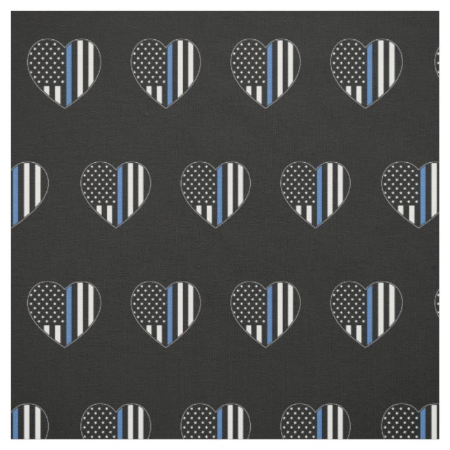 Police Thin Blue Line American Flag Herzmuster Stoff (Muster)