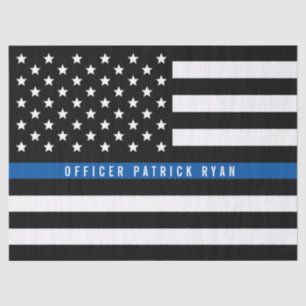 Police Thin Blue Line American Flag Name 17x23 Seidenpapier