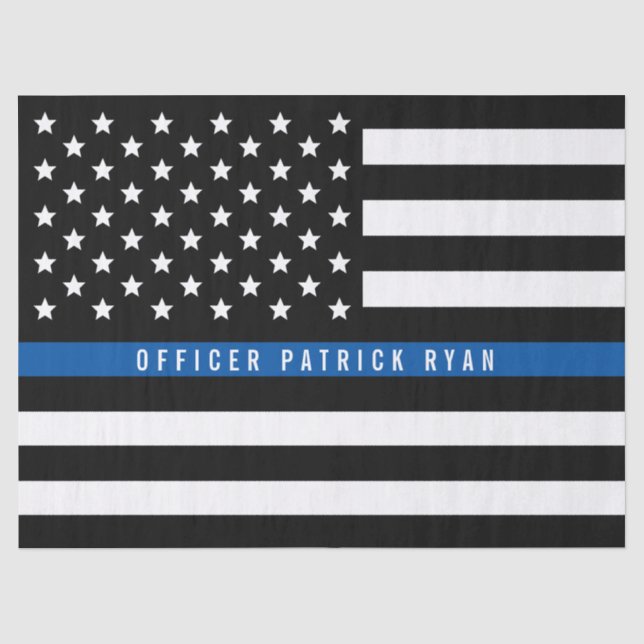 Police Thin Blue Line American Flag Name 17x23 Seidenpapier (Vorderseite)