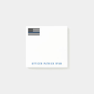 Police Thin Blue Line American Flag Name 3 x 3 Post-it Klebezettel