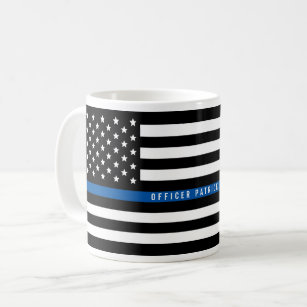 Police Thin Blue Line American Flag Name Kaffeetasse