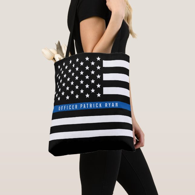Police Thin Blue Line American Flag Name Tasche (Von Nahem)