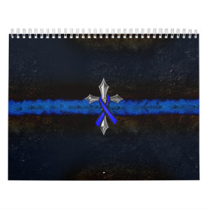 Police Thin Blue Line Cross und Ribbon Kalender