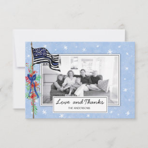 Police Thin Blue Line Flag Familienurlaub Foto Dankeskarte