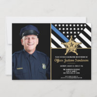 Police Thin Blue Line Flag Foto Retirement Party