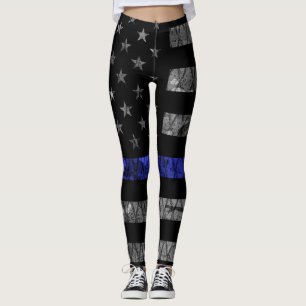 Police Thin Blue Line Flag Leggings