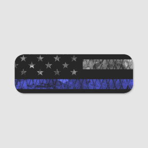 Police Thin Blue Line Flag Namensschild