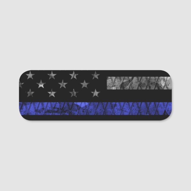 Police Thin Blue Line Flag Namensschild (Vorderseite)