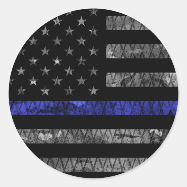 Police Thin Blue Line Flag Runder Aufkleber (Vorderseite)