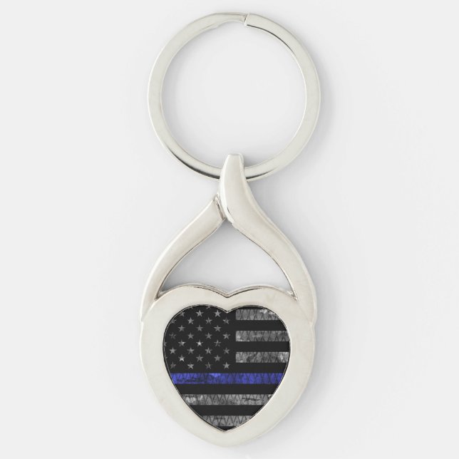Police Thin Blue Line Flag Schlüsselanhänger (Vorderseite)