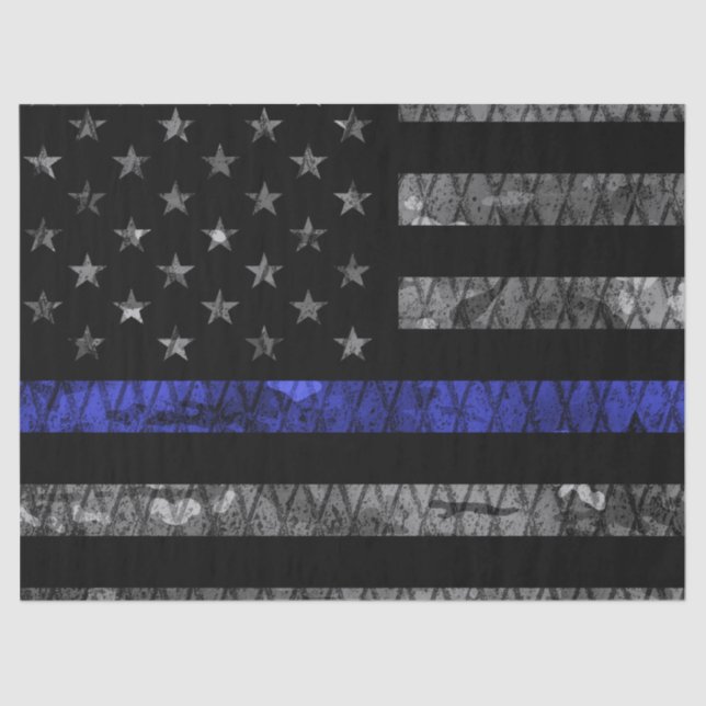 Police Thin Blue Line Flag Seidenpapier (Vorderseite)