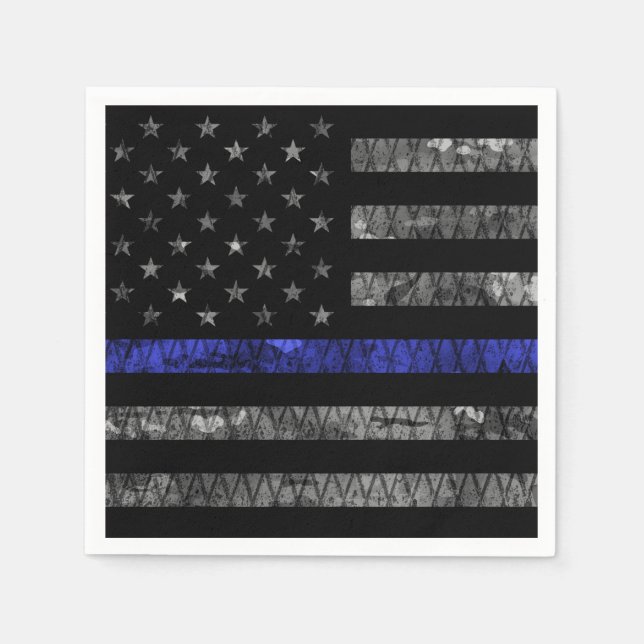 Police Thin Blue Line Flag Serviette (Vorderseite)