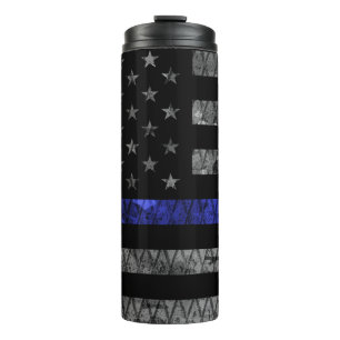 Police Thin Blue Line Flag Thermosbecher