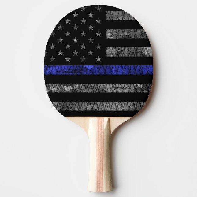 Police Thin Blue Line Flag Tischtennis Schläger (Vorderseite)