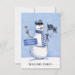 Police Thin Blue Line Flagge Snowman Holiday Dankeskarte