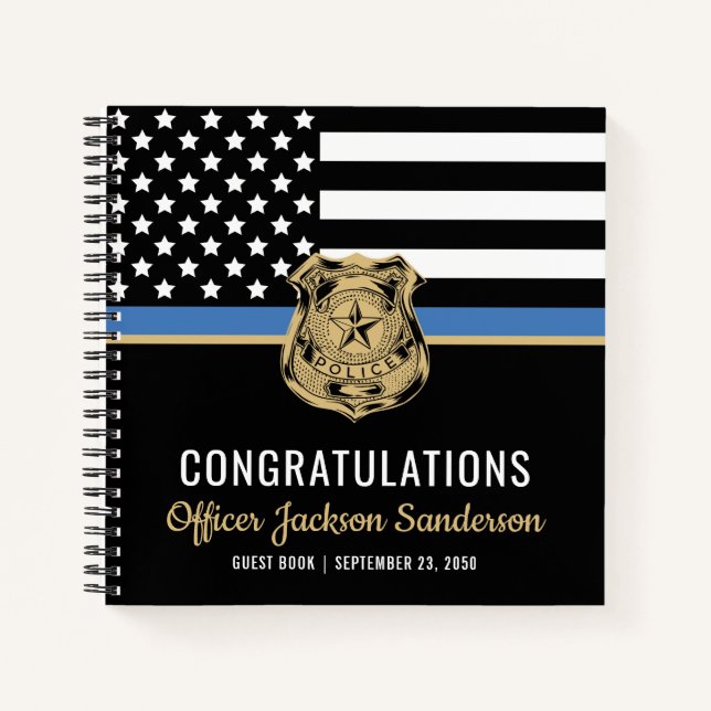 Police Thin Blue Line Glückwunschs Rentirement Gue Notizbuch (Vorderseite)