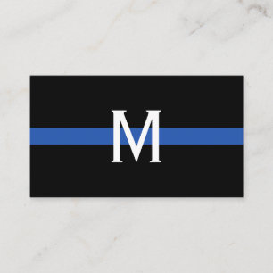 Police Thin Blue Line Mit Monogramm Beruflich Visitenkarte