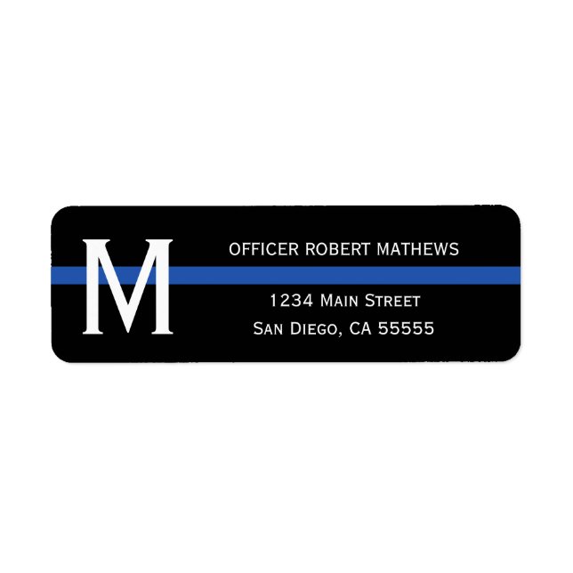 Police Thin Blue Line Mit Monogramm Rücksendeadres (Vorne)