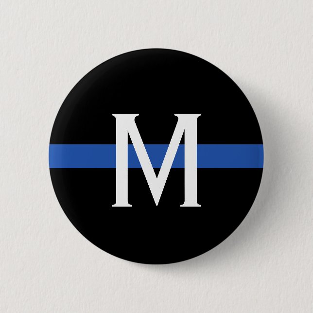 Police Thin Blue Line Monogram Button (Vorderseite)