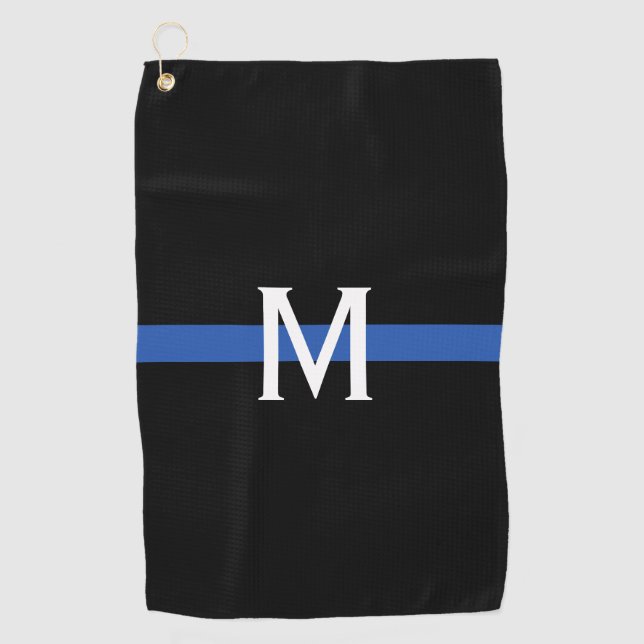 Police Thin Blue Line Monogram Golfhandtuch (Vorderseite)