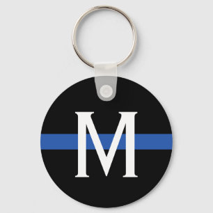 Police Thin Blue Line Monogram Schlüsselanhänger