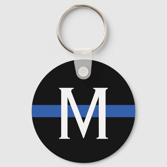 Police Thin Blue Line Monogram Schlüsselanhänger (Vorderseite)