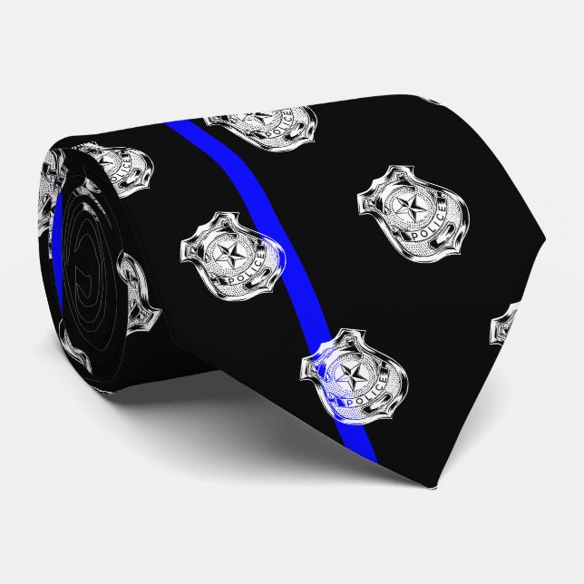 Police Thin Blue Line Officer Abzeichen Muster Sch Krawatte (Gerollt)
