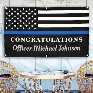 Police Thin Blue Line Persönliche Glückwünsche Banner