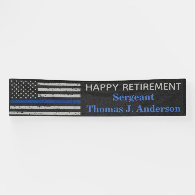 Police Thin Blue Line Strafverfolgung L Ruhestand Banner (Horizontal)