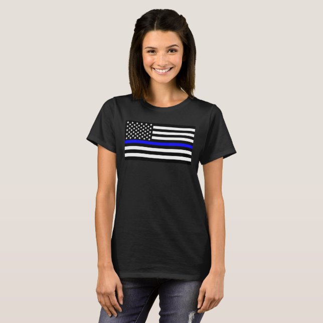 Police Thin Blue Line T-Shirt (Vorne ganz)