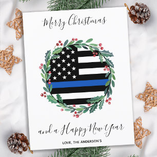 Police Thin Blue Line Weihnachtskarte