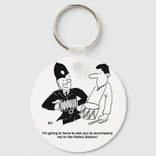 Policeman asks man to accompany him. Funny Cartoon Schlüsselanhänger