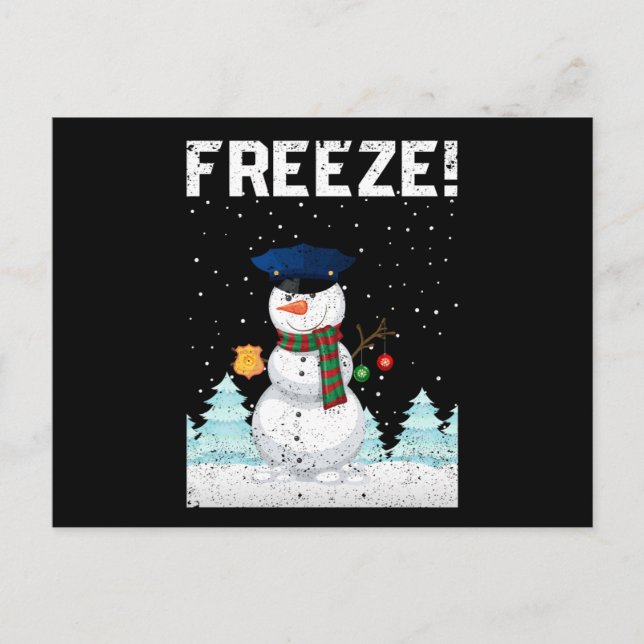 Policeman Snowman Police Navidad Policeman Xmas Postkarte (Vorderseite)