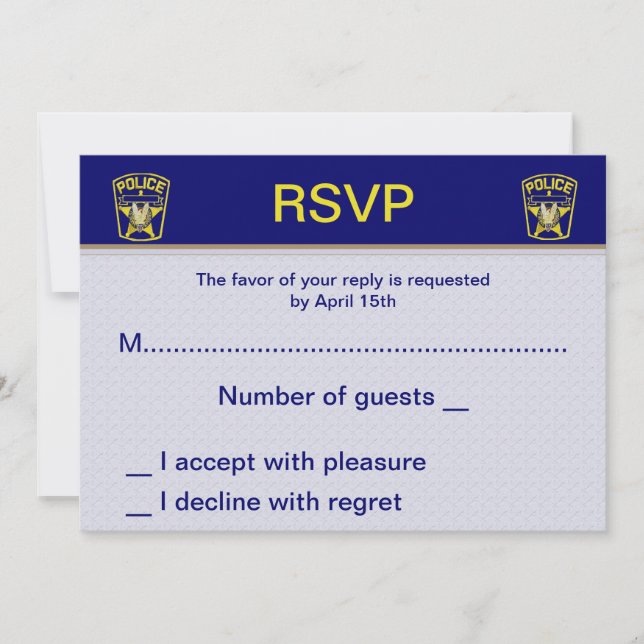 Policeman Wedding RSVP Cards Einladung (Vorderseite)