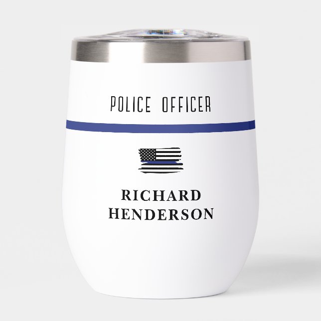 Policier personnalisé Ligne Bleue Mince (Avant)