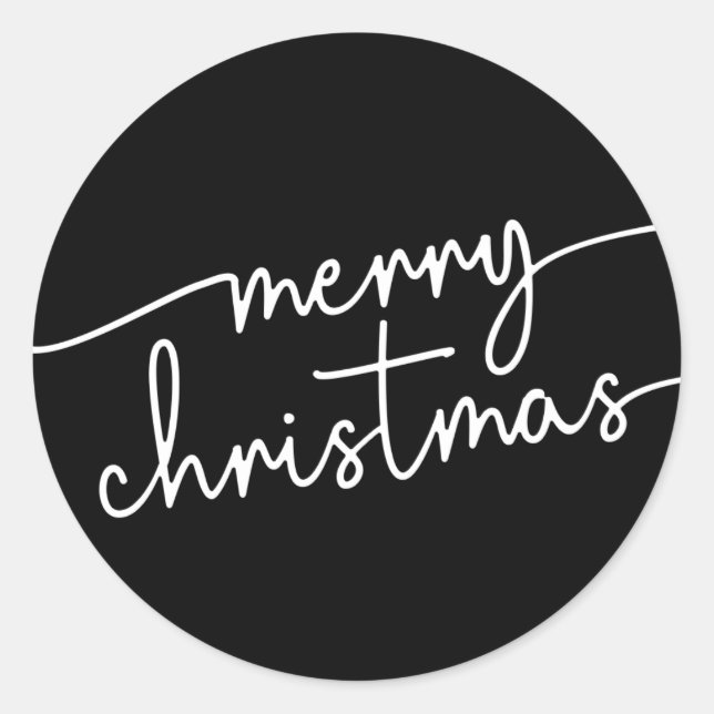 Polierte Eleganz: Fancy Script Frohe Weihnachten Runder Aufkleber (Vorderseite)