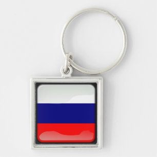 Polierte Flagge Russlands Schlüsselanhänger