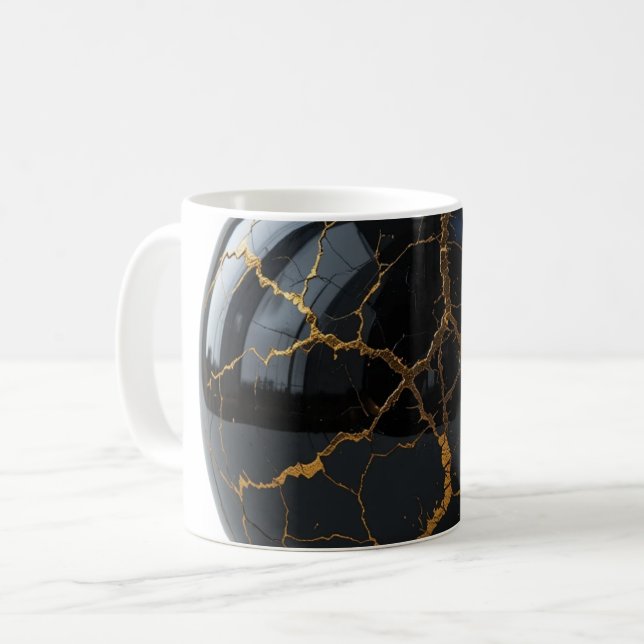 Polierte Obsidian-Kugel mit den Adern geschmolzene Kaffeetasse (Vorderseite Links)
