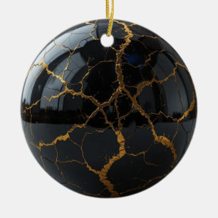 Polierte Obsidian-Kugel mit den Adern geschmolzene Keramik Ornament